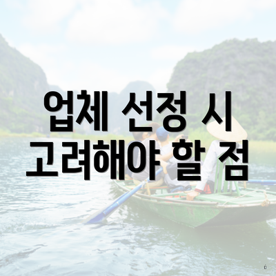 업체 선정 시 고려해야 할 점