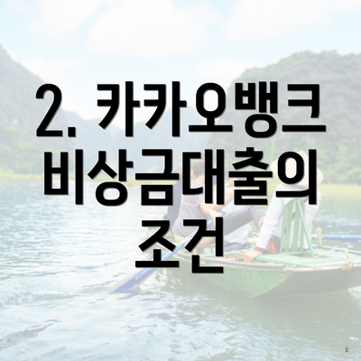 2. 카카오뱅크 비상금대출의 조건