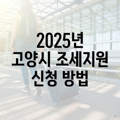 2025년 고양시 조세지원 신청 방법