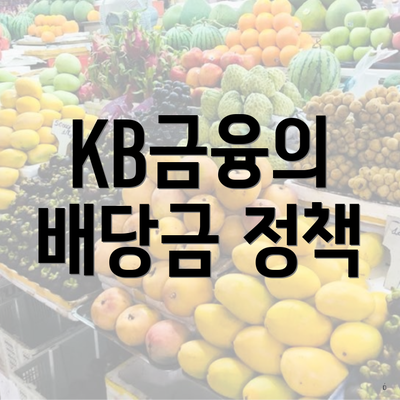 KB금융의 배당금 정책