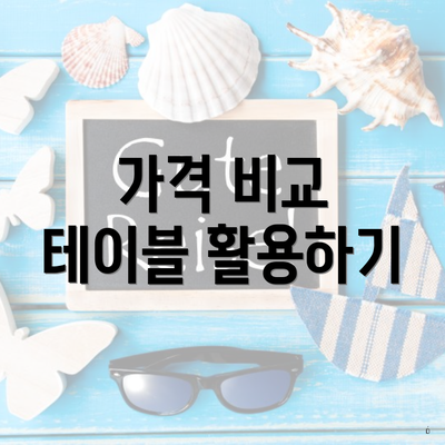 가격 비교 테이블 활용하기