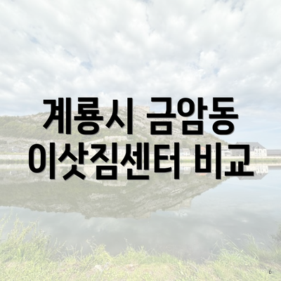 계룡시 금암동 이삿짐센터 비교