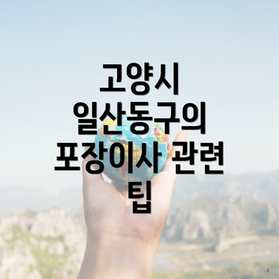 고양시 일산동구의 포장이사 관련 팁