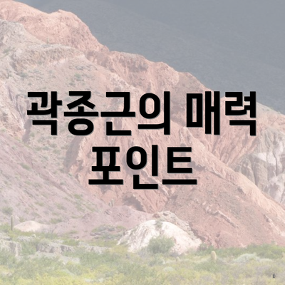 곽종근의 매력 포인트