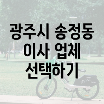 광주시 송정동 이사 업체 선택하기