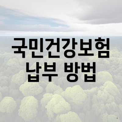 국민건강보험 납부 방법