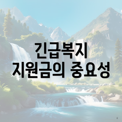 긴급복지 지원금의 중요성