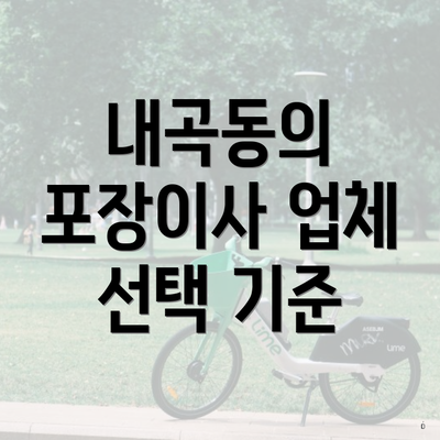 내곡동의 포장이사 업체 선택 기준