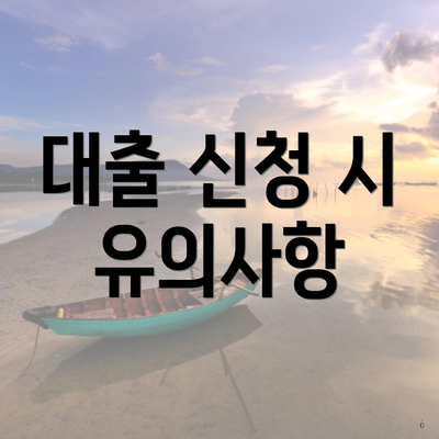 대출 신청 시 유의사항