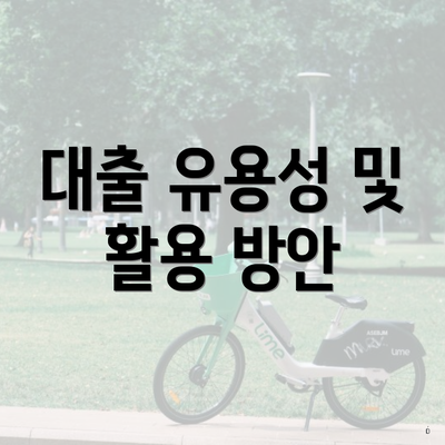 대출 유용성 및 활용 방안