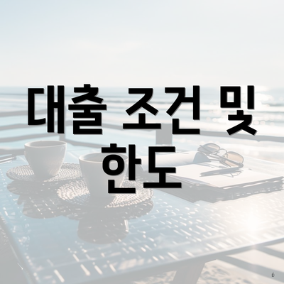 대출 조건 및 한도