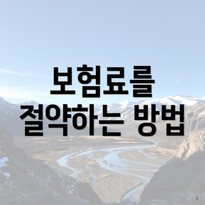 보험료를 절약하는 방법
