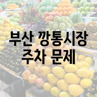 부산 깡통시장 주차 문제