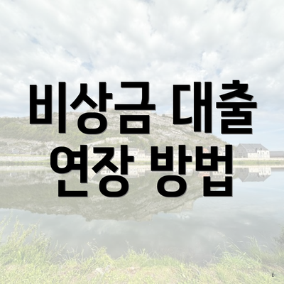 비상금 대출 연장 방법