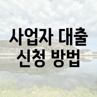 사업자 대출 신청 방법