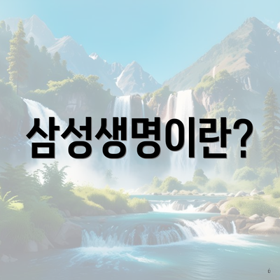 삼성생명이란?