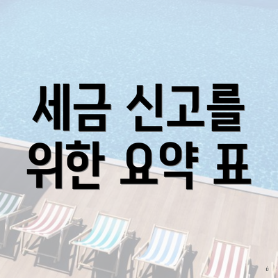 세금 신고를 위한 요약 표