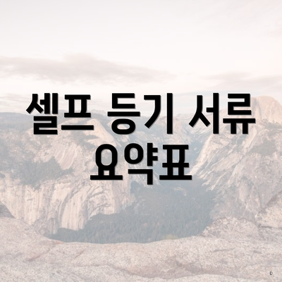 셀프 등기 서류 요약표