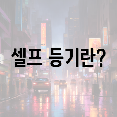 셀프 등기란?
