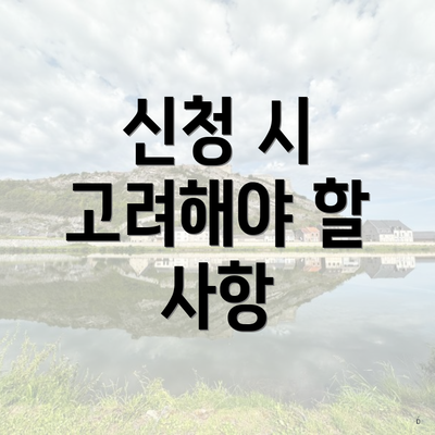 신청 시 고려해야 할 사항