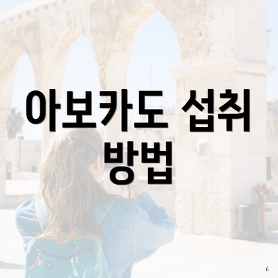 아보카도 섭취 방법