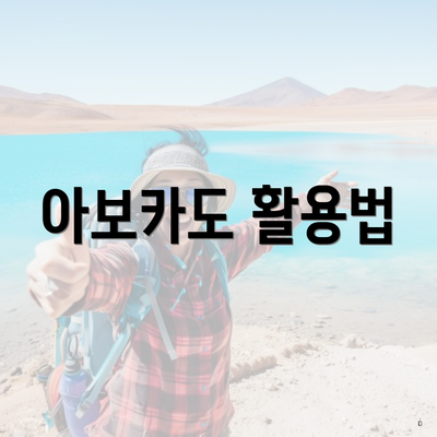 아보카도 활용법