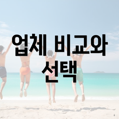 업체 비교와 선택