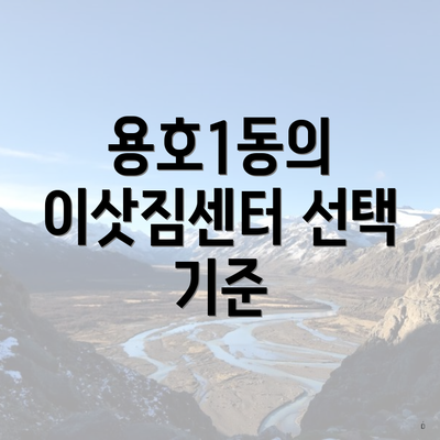 용호1동의 이삿짐센터 선택 기준