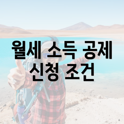 월세 소득 공제 신청 조건