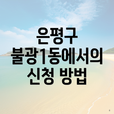 은평구 불광1동에서의 신청 방법