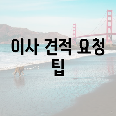 이사 견적 요청 팁