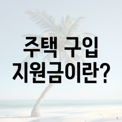 주택 구입 지원금이란?