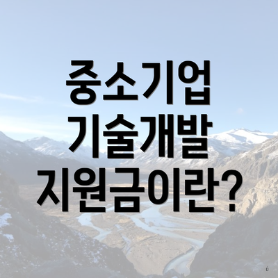 중소기업 기술개발 지원금이란?