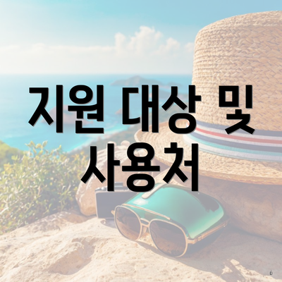 지원 대상 및 사용처