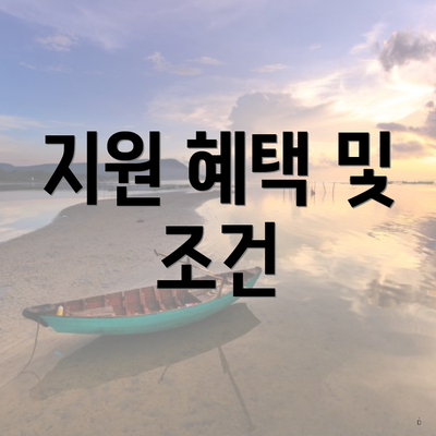 지원 혜택 및 조건