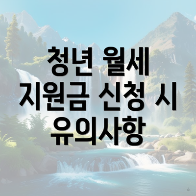 청년 월세 지원금 신청 시 유의사항