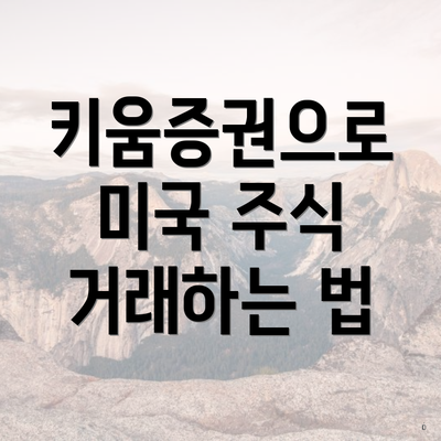 키움증권으로 미국 주식 거래하는 법