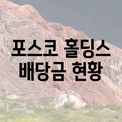 포스코 홀딩스 배당금 현황
