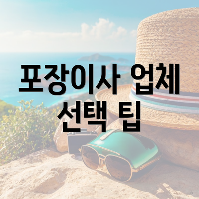 포장이사 업체 선택 팁