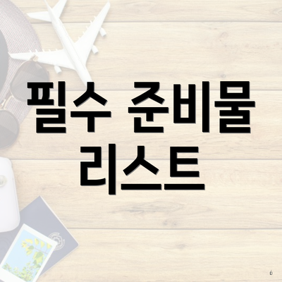 필수 준비물 리스트