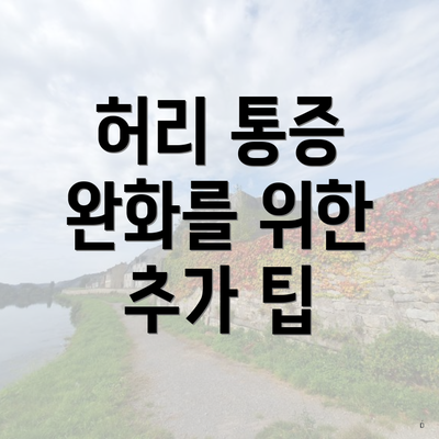 허리 통증 완화를 위한 추가 팁