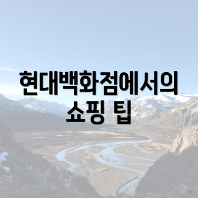 현대백화점에서의 쇼핑 팁