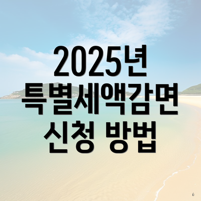 2025년 특별세액감면 신청 방법