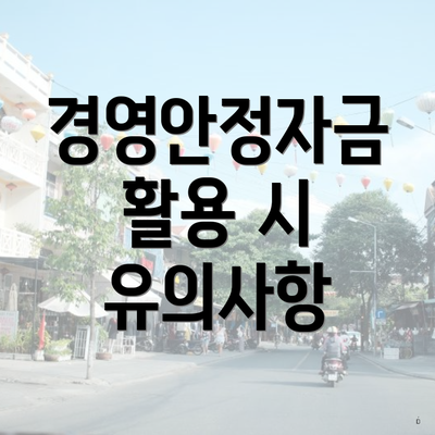 경영안정자금 활용 시 유의사항