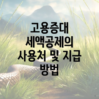 고용증대 세액공제의 사용처 및 지급 방법