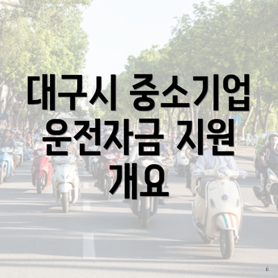 대구시 중소기업 운전자금 지원 개요