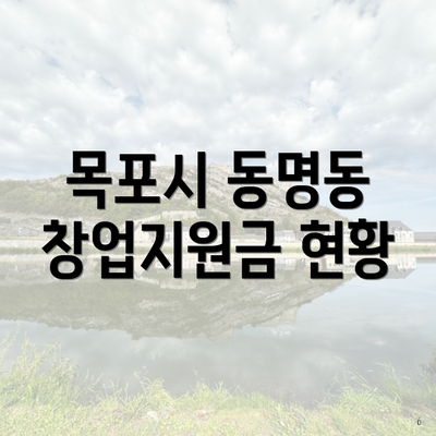 목포시 동명동 창업지원금 현황