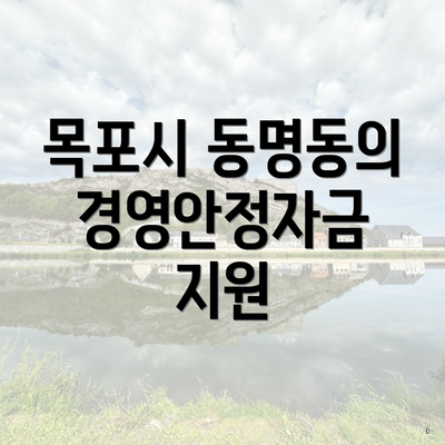 목포시 동명동의 경영안정자금 지원