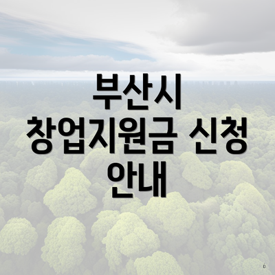 부산시 창업지원금 신청 안내