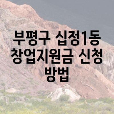 부평구 십정1동 창업지원금 신청 방법
